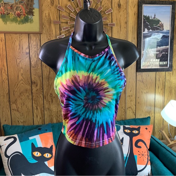 Rainbow Tie-Dye Halter Top - Picture 1 of 8